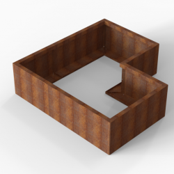 Bloembak Module+ L-vorm 90x150x150x42cm | Corten
