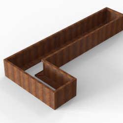 Bloembak Module+ L-vorm 60x330x150x42cm | Corten