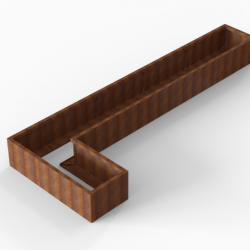 Bloembak Module+ L-vorm 60x420x150x42cm | Corten