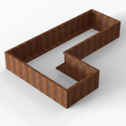 Bloembak Module+ L-vorm 90x270x180x42cm | Corten