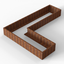Bloembak Module+ L-vorm 90x360x270x42cm | Corten