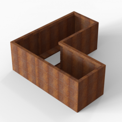 Bloembak Module+ L-vorm 60x150x150x56cm | Corten