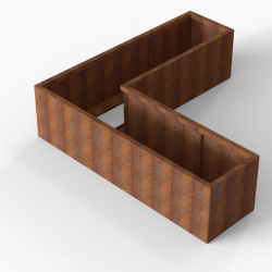 Bloembak Module+ L-vorm 60x210x210x56cm | Corten