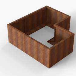 Bloembak Module+ L-vorm 90x150x150x56cm | Corten