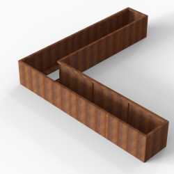 Bloembak Module+ L-vorm 60x330x330x56cm | Corten