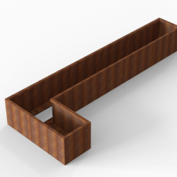 Bloembak Module+ L-vorm 60x420x150x56cm | Corten