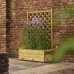 Bloembak met dubbele rechttrellis 140x90x40cm (HxBxD), groen geïmpregneerd