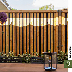 Douglas geschaafd rhombus plankenscherm met zwarte binnenkant, 180x180cm zwart/onbehandeld