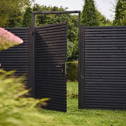 Lattenscherm Grenen geschaafd recht horizontaal/verticaal, 180x180x5cm zwart gespoten