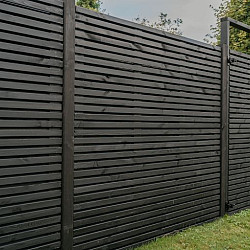 Lattenscherm Grenen geschaafd recht horizontaal/verticaal, 180x180x5cm zwart gespoten