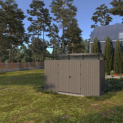 NewTechWood berging Cella met dubbele deur, 344 x 210 cm, Silver Gray