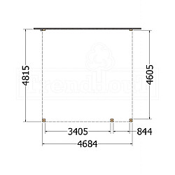Aanbouwveranda Modena 4700x4850x2700mm (bxdxh) rechts