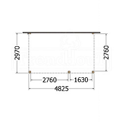 Aanbouwveranda Modena 4850x3000x2700mm (bxdxh) rechts