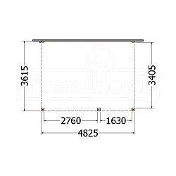 Aanbouwveranda Modena 4850x3650x2700mm (bxdxh) rechts