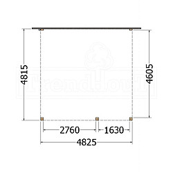 Aanbouwveranda Modena 4850x4850x2700mm (bxdxh) rechts