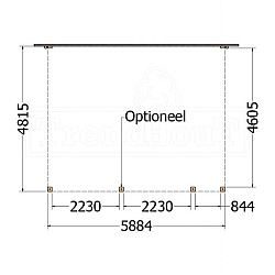 Aanbouwveranda Modena 5900x4850x2700mm (bxdxh) rechts