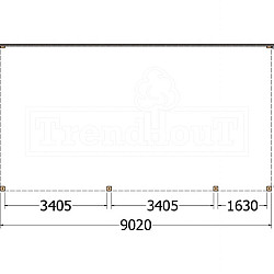 Aanbouwveranda Modena 9050x4850x2700mm (bxdxh) rechts