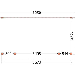 Aanbouwveranda Lucca 6250x3250x2600mm (bxdxh)