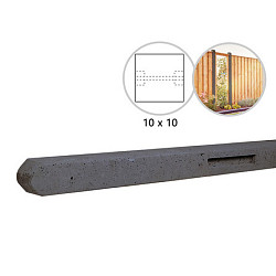 Betonpaal stampbeton 10x10x280cm antraciet tussenpaal tbv recht scherm