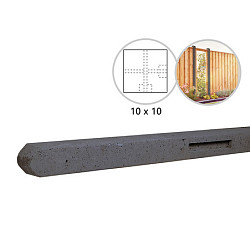 Betonpaal stampbeton 10x10x280cm antraciet hoekpaal tbv recht scherm