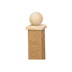 Paalornament bol op plaat 8x8cm hout