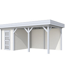 Vuren Topvision Premium Kiekendief 200x300cm en luifel 400cm wanden wit en basis lichtgrijs