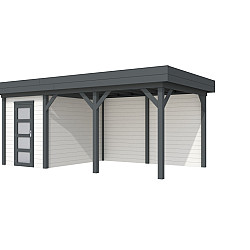 Vuren Topvision Premium Kiekendief 200x300cm en luifel 400cm wanden wit en basis antraciet
