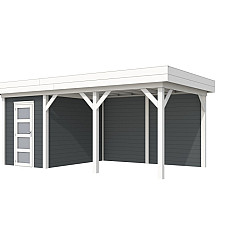 Vuren Topvision Premium Kiekendief 200x300cm en luifel 400cm wanden antraciet en basis wit