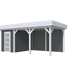 Vuren Topvision Premium Kiekendief 200x300cm en luifel 400cm wanden antraciet en basis lichtgrijs