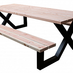 Douglas picknicktafel stalen X frame 240 cm.