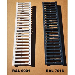 Sleufrooster gietijzer, L=500mm RAL 9001 Créme wit