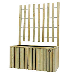 Trellis bloembak Elan 130 Excellent, 89 x 42 x 42 cm hoogte 130 cm, groen geïmpregneerd.