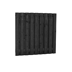Naaldhout geschaafd plankenscherm 19-planks 15mm 180x180cm geïmpregneerd en zwart gedompeld