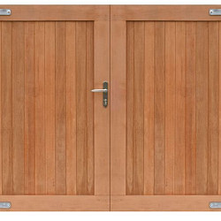 Hardhouten dubbele toegangspoort verticaal 300x180cm incl beslag