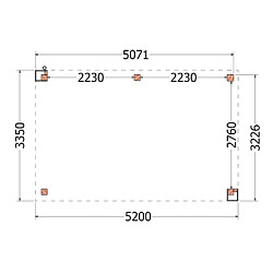 Buitenverblijf Verona model rechts 5200x3350x2500mm (bxdxh)