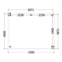 Buitenverblijf Verona model rechts 5200x4000x2500mm (bxdxh)