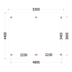 Buitenverblijf Zadeldak XL 5300x4400x4250mm (bxdxh)