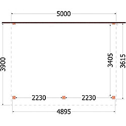 Aanbouwveranda Ancona 5000x3900x2600mm (bxdxh)