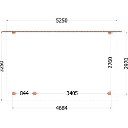 Aanbouwveranda Lucca 5250x3250x2600mm (bxdxh) links