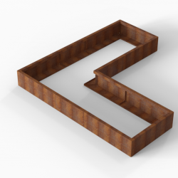 Bloembak Module+ L-vorm 90x240x240x28cm | Corten