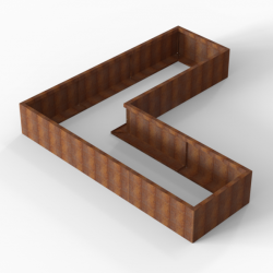 Bloembak Module+ L-vorm 90x270x270x42cm | Corten