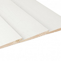 Vuren Zweeds rabat 1 zijde geschaafd, 1 zijde fijnbezaagd, 1,1-2,7x19,5x400cm wit gespoten