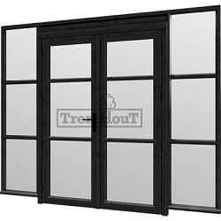 Steel Look raam 2760x2200mm zwart module C-03 met dubbele openslaande deuren