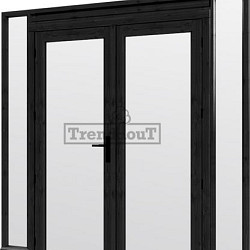 Steel Look raam 2230x2200mm zwart module H-01 met dubbele openslaande deuren