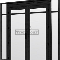 Steel Look raam 2230x2200mm zwart module H-02 met dubbele openslaande deuren