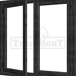 Steel Look vleugelraam 01 dubbel DOUGLAS zwart, 2x raam:674x1296mm+kozijn:1515x1430mm