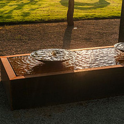 Corten Watertafel MET 3 SCHALEN 4000x1000x400mm Corten 3mm (CBS3)
