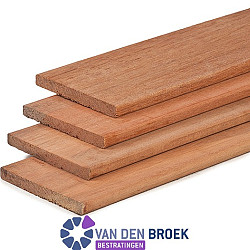 Hardhout schuttingplank met 2 V-groeven 1.5x14x365 cm -verkleurd- | OP=OP
