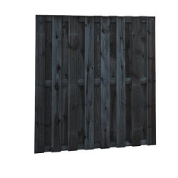 Naaldhout geschaafd plankenscherm 18-planks 15mm 180x180cm geïmpregneerd en zwart gedompeld