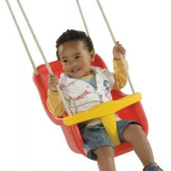 Baby schommel zitje luxe rood/geel